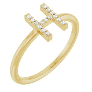14K Yellow Gold .05 CTW Natural Diamond Initial H Ring