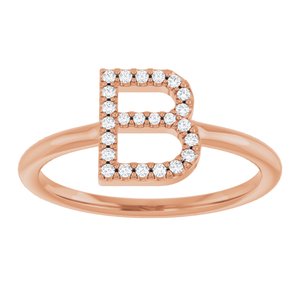 14K Rose Gold .08 CTW Natural Diamond Initial B Ring