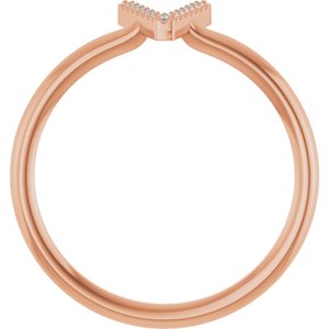 14K Rose Gold .03 CTW Natural Diamond Initial V Ring