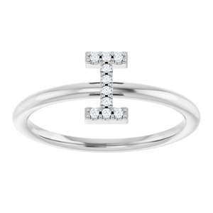 Sterling Silver .04 CTW Natural Diamond Initial I Ring
