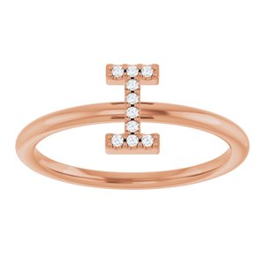 14K Rose Gold .04 CTW Natural Diamond Initial I Ring