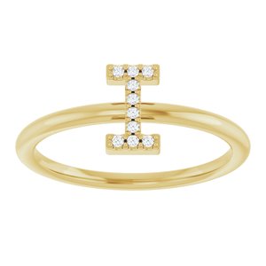 14K Yellow Gold .04 CTW Natural Diamond Initial I Ring