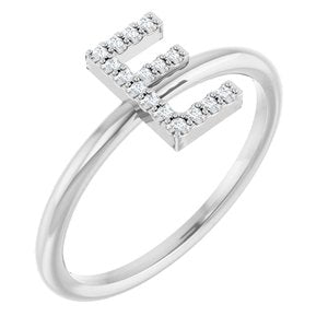 14K White Gold .06 CTW Natural Diamond Initial E Ring
