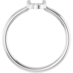 14K White Gold .05 CTW Natural Diamond Initial U Ring