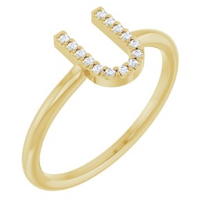 14K Yellow Gold .05 CTW Natural Diamond Initial U Ring