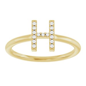 14K Yellow Gold .05 CTW Natural Diamond Initial H Ring