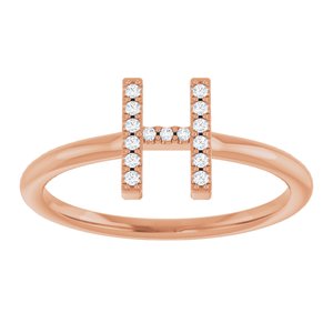 14K Rose Gold .05 CTW Natural Diamond Initial H Ring
