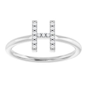 Sterling Silver .05 CTW Natural Diamond Initial H Ring