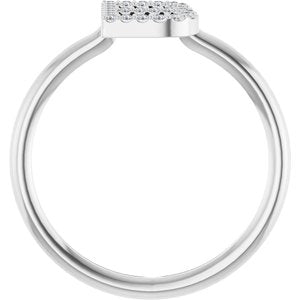 Sterling Silver .08 CTW Natural Diamond Initial B Ring