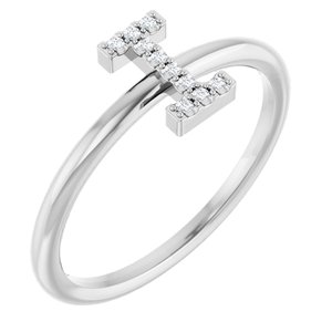 14K White Gold .04 CTW Natural Diamond Initial I Ring