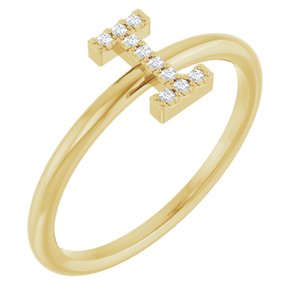 14K Yellow Gold .04 CTW Natural Diamond Initial I Ring