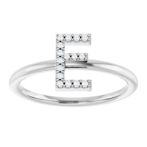 14K White Gold .06 CTW Natural Diamond Initial E Ring