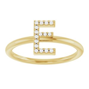 14K Yellow Gold .06 CTW Natural Diamond Initial E Ring