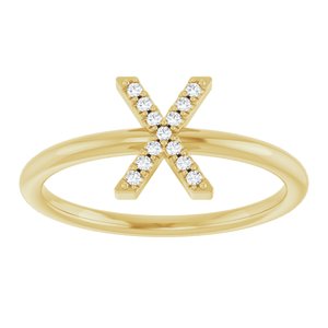 14K Yellow Gold .05 CTW Natural Diamond Initial X Ring