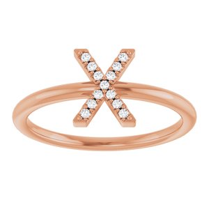 14K Rose Gold .05 CTW Natural Diamond Initial X Ring