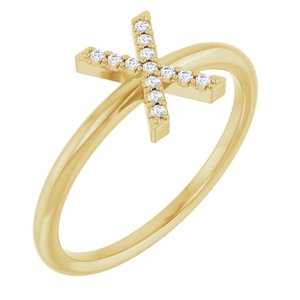 14K Yellow Gold .05 CTW Natural Diamond Initial X Ring