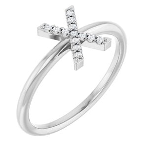 14K White Gold .05 CTW Natural Diamond Initial X Ring