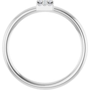 14K White Gold .04 CTW Natural Diamond Initial I Ring