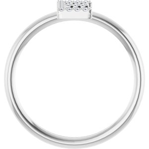 14K White Gold .06 CTW Natural Diamond Initial E Ring