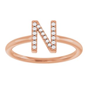 14K Rose Gold .06 CTW Natural Diamond Initial N Ring