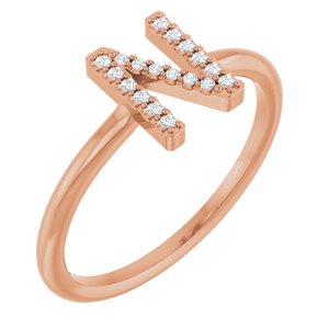 14K Rose Gold .06 CTW Natural Diamond Initial N Ring