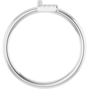 Sterling Silver .04 CTW Natural Diamond Initial L Ring