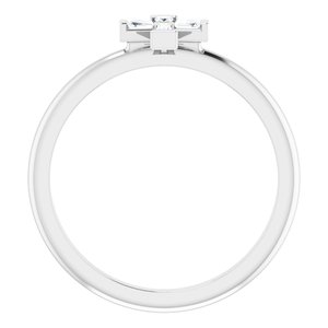 Platinum 1/10 CTW Natural Diamond Stackable Cross Ring