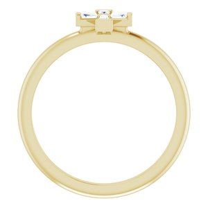 14K Yellow Gold 1/10 CTW Natural Diamond Stackable Cross Ring