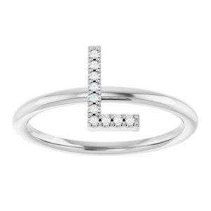 14K White Gold .04 CTW Natural Diamond Initial L Ring