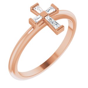14K Rose Gold 1/10 CTW Natural Diamond Stackable Cross Ring