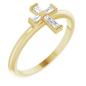 14K Yellow Gold 1/10 CTW Natural Diamond Stackable Cross Ring