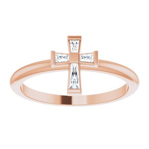 14K Rose Gold 1/10 CTW Natural Diamond Stackable Cross Ring