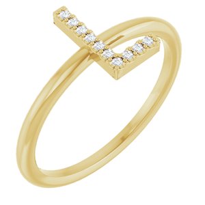 14K Yellow Gold .04 CTW Natural Diamond Initial L Ring