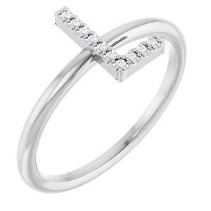 14K White Gold .04 CTW Natural Diamond Initial L Ring
