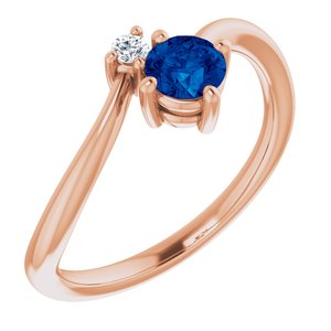 14K Rose Gold Natural Blue Sapphire & .025 CTW Natural Diamond Ring