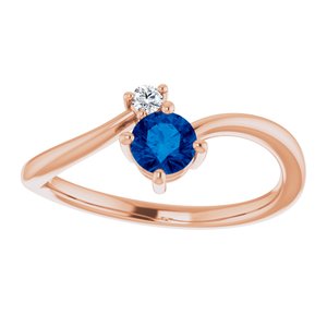 14K Rose Gold Natural Blue Sapphire & .025 CTW Natural Diamond Ring