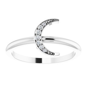 14K White Gold .04 CTW Natural Diamond Stackable Crescent Ring