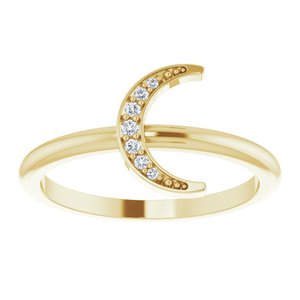14K Yellow Gold .04 CTW Natural Diamond Stackable Crescent Ring