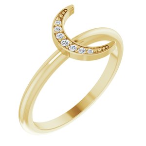 14K Yellow Gold .04 CTW Natural Diamond Stackable Crescent Ring