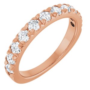 10K Rose Gold 3/4 CTW Natural Diamond French-Set Anniversary Band
