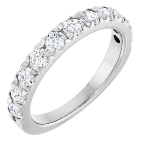 14K White Gold 7/8 CTW Natural Diamond French-Set Anniversary Band