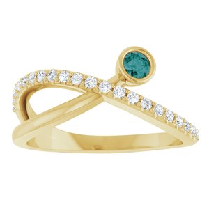 14K Yellow Gold Natural Alexandrite & 1/5 CTW Natural Diamond Ring