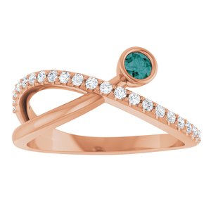 14K Rose Gold Natural Alexandrite & 1/5 CTW Natural Diamond Ring