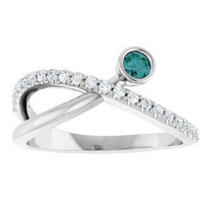 14K White Gold Natural Alexandrite & 1/5 CTW Natural Diamond Ring
