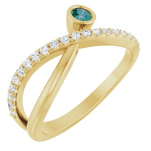 14K Yellow Gold Natural Alexandrite & 1/5 CTW Natural Diamond Ring