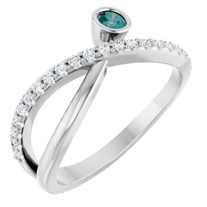 14K White Gold Natural Alexandrite & 1/5 CTW Natural Diamond Ring