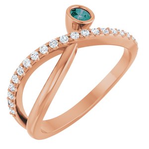 14K Rose Gold Natural Alexandrite & 1/5 CTW Natural Diamond Ring
