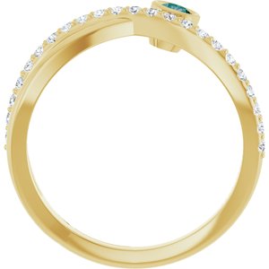 14K Yellow Gold Natural Alexandrite & 1/5 CTW Natural Diamond Ring