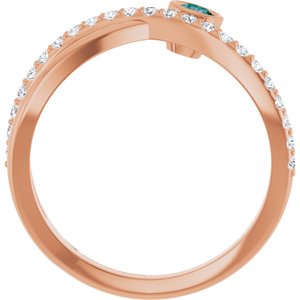 14K Rose Gold Natural Alexandrite & 1/5 CTW Natural Diamond Ring