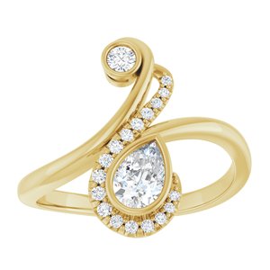 14K Yellow Gold 1/2 CTW Natural Diamond Bezel-Set Bypass Ring